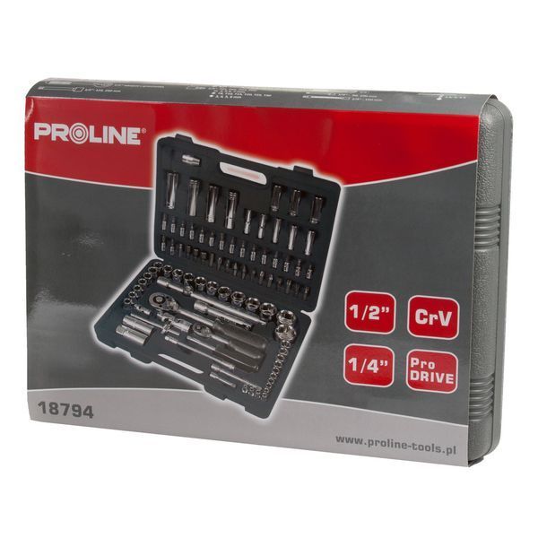 Набір головок 94шт 1/2" ; 1/4" (4-32мм) CrV PROLINE 18794 18794 фото